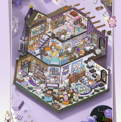 THREE-STORY MAGIC ACADEMY WITH TINY ANIMAL STUDENTS